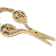 Chanel Scissors Bracelet Rhinestone Gold 02P