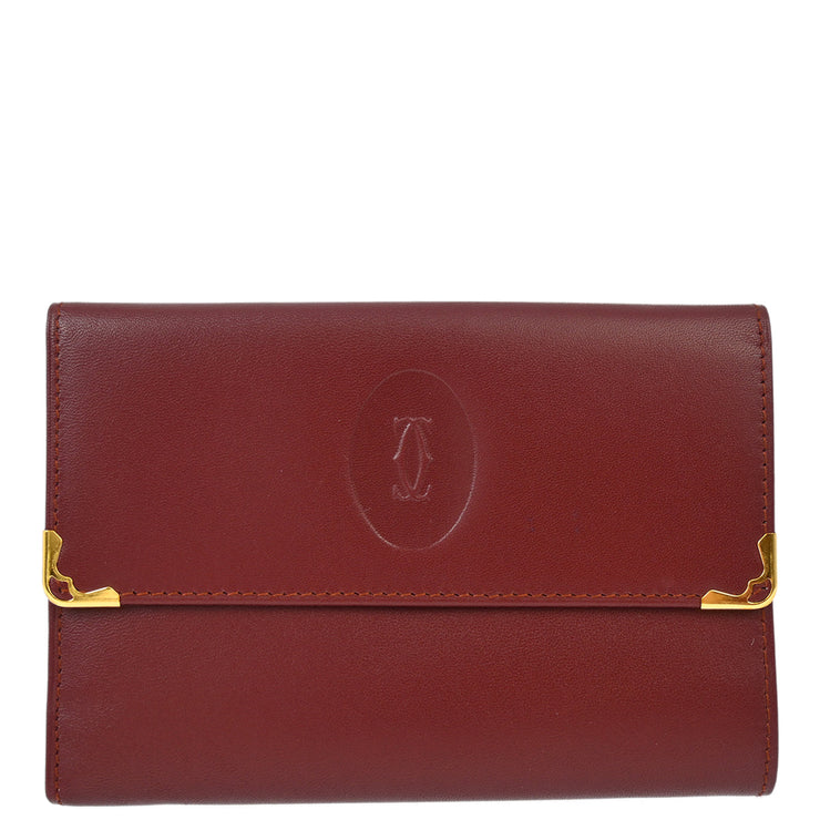 Cartier Bordeaux Trifold Wallet Purse