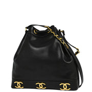 Chanel Black Caviar Triple CC Bucket Shoulder Bag