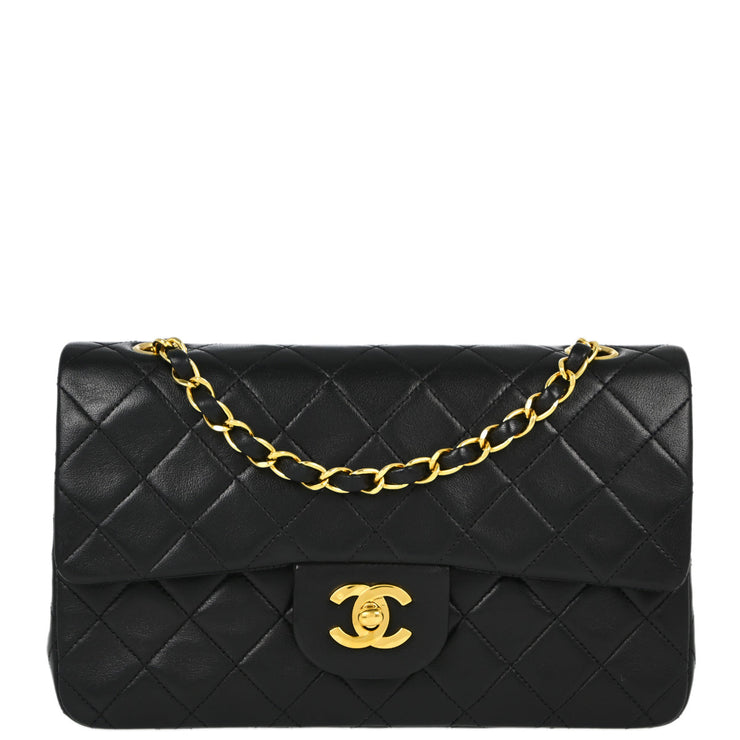 Chanel Black Lambskin Small Classic Double Flap Shoulder Bag