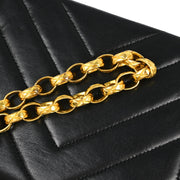 Chanel Black Lambskin Chevron Single Flap Shoulder Bag