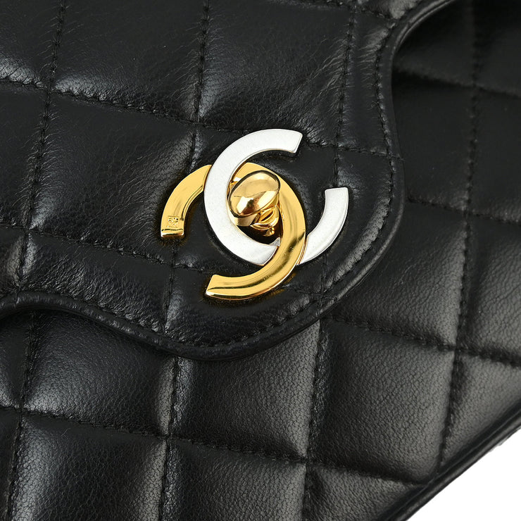 Chanel Black Lambskin Paris Medium Classic Double Flap Shoulder Bag