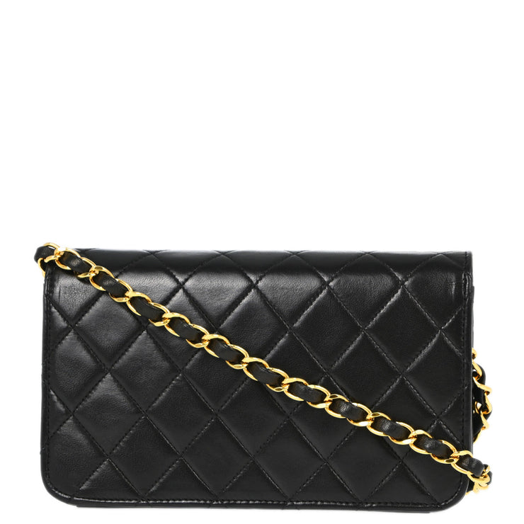 Chanel Black Lambskin Pushlock Mini Full Flap Shoulder Bag