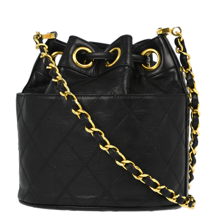 Chanel Black Lambskin Bicolore Bucket Shoulder Bag