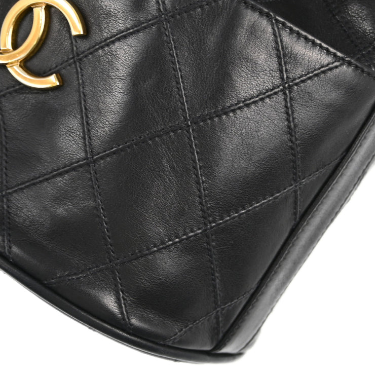 Chanel Black Lambskin Bicolore Bucket Shoulder Bag