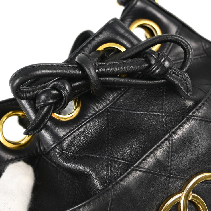 Chanel Black Lambskin Bicolore Bucket Shoulder Bag