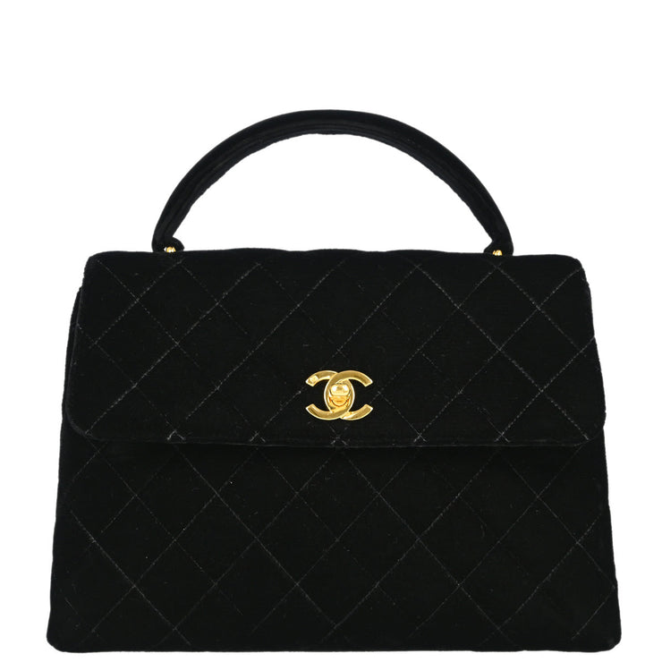 Chanel Black Velvet Kelly Handbag