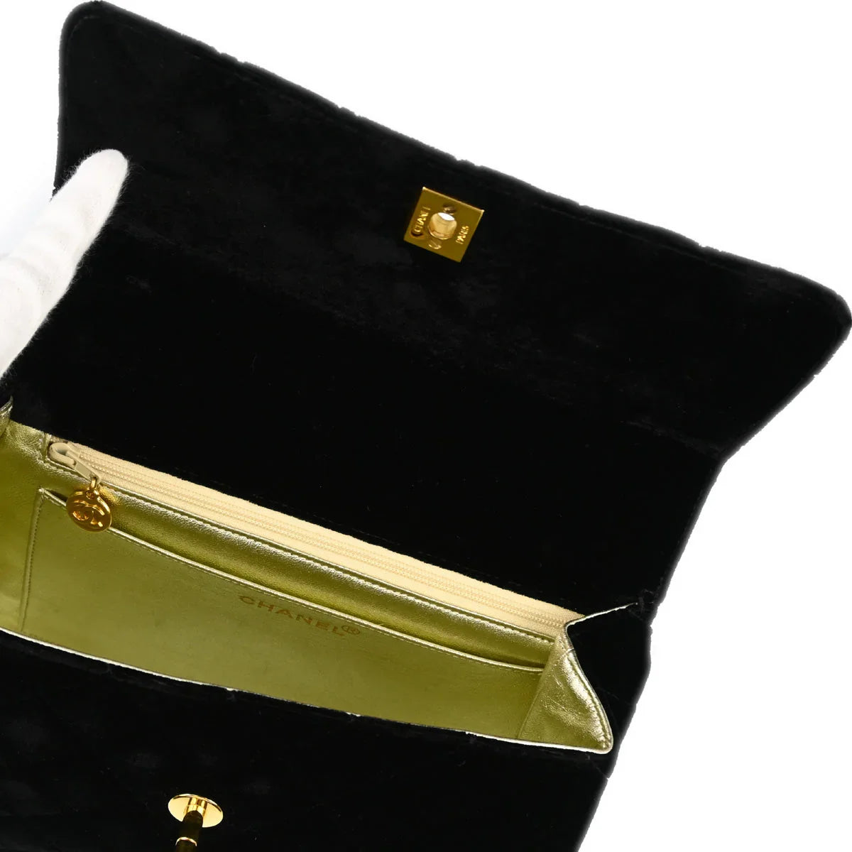 Chanel 1996-1997 Black Velvet Kelly Handbag