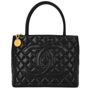 Chanel Black Caviar Medallion Tote Handbag