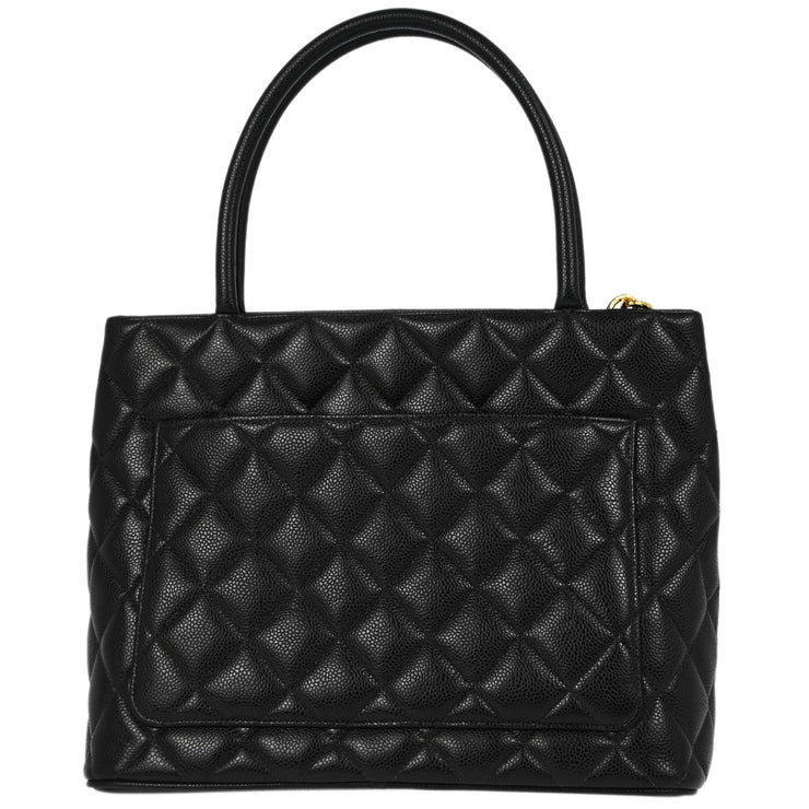 Chanel Black Caviar Medallion Tote Handbag