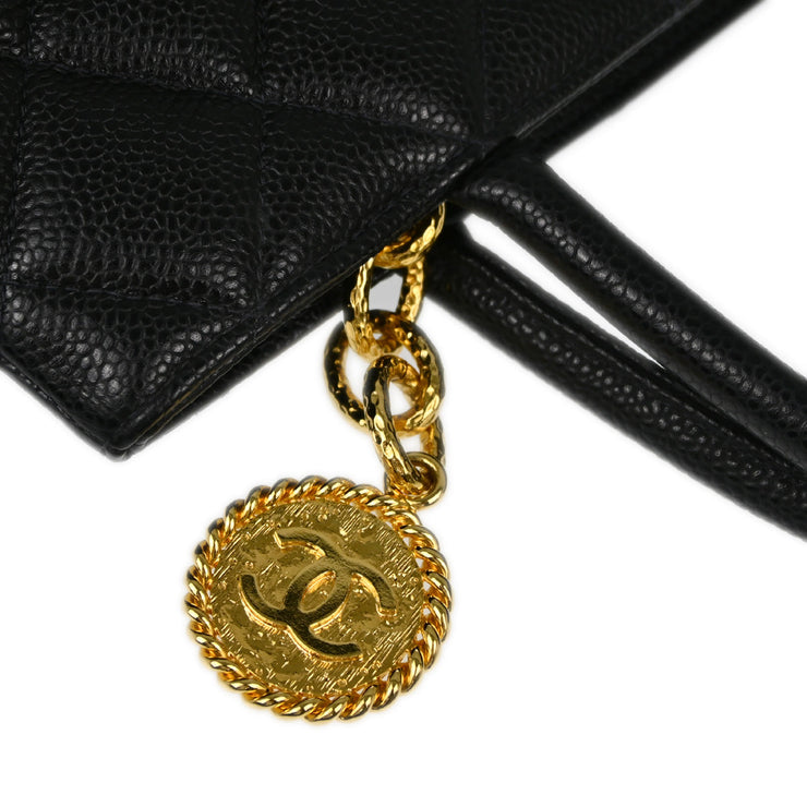 Chanel Black Caviar Medallion Tote Handbag