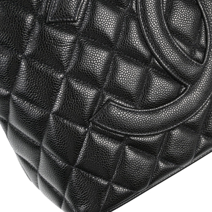 Chanel Black Caviar Medallion Tote Handbag