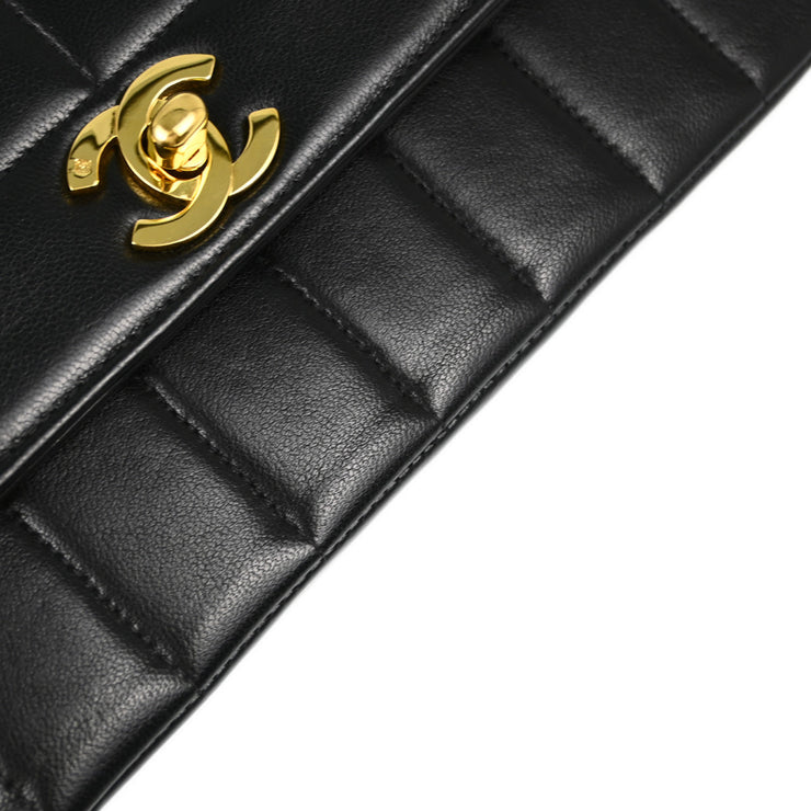 Chanel Black Lambskin Mademoiselle Straight Flap Shoulder Bag