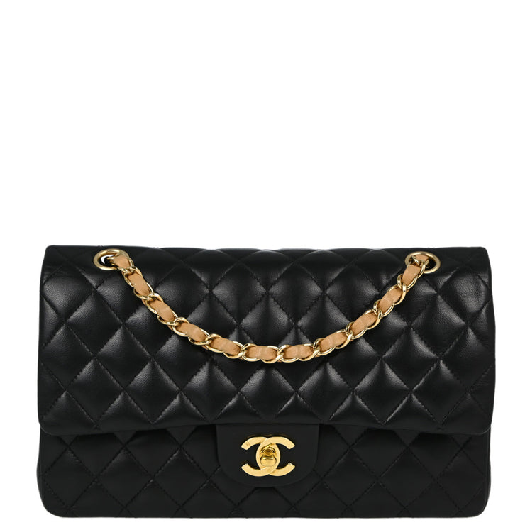 Chanel Black Lambskin Medium Classic Double Flap Shoulder Bag