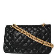 Chanel 2003-2004 Black Lambskin Medium Classic Double Flap Shoulder Bag