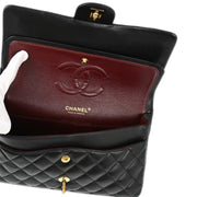 Chanel Black Lambskin Medium Classic Double Flap Shoulder Bag