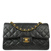 Chanel Black Lambskin Small Classic Double Flap Shoulder Bag