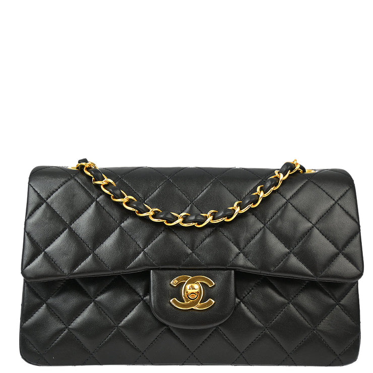 Chanel Black Lambskin Small Classic Double Flap Shoulder Bag