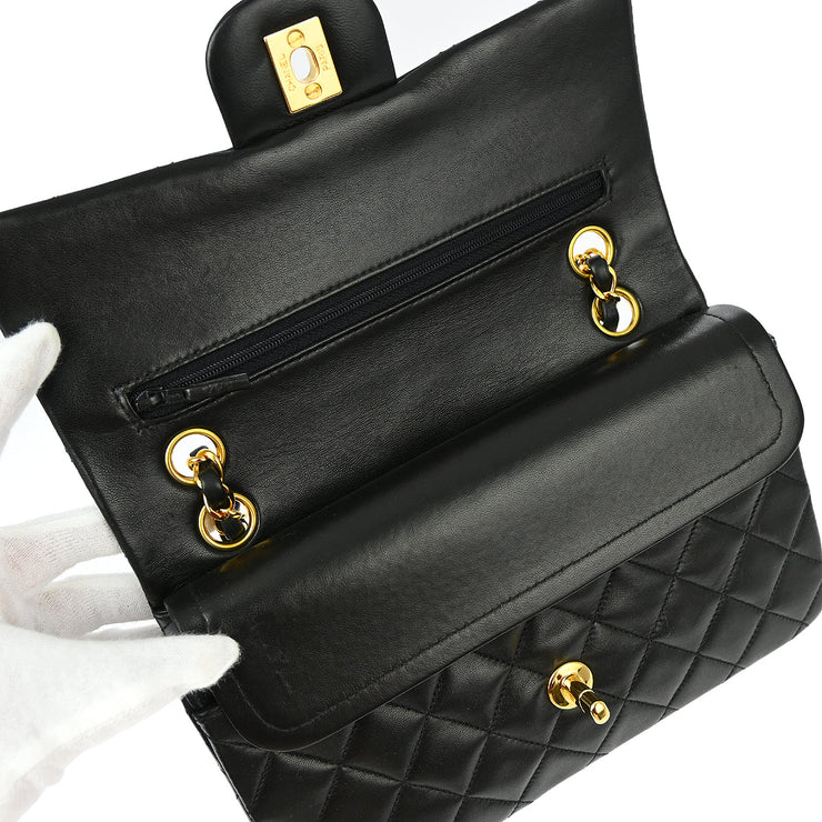 Chanel Black Lambskin Small Classic Double Flap Shoulder Bag