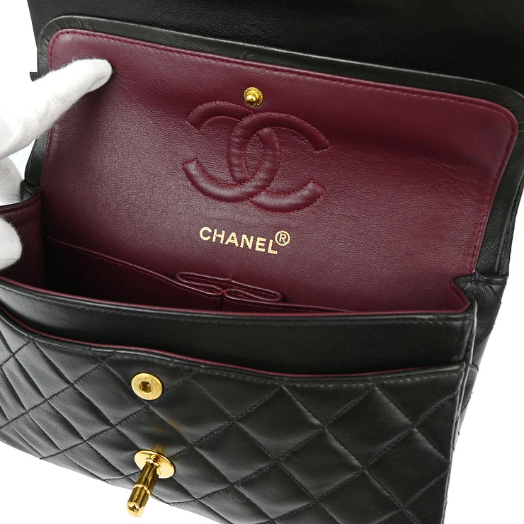 Chanel Black Lambskin Small Classic Double Flap Shoulder Bag