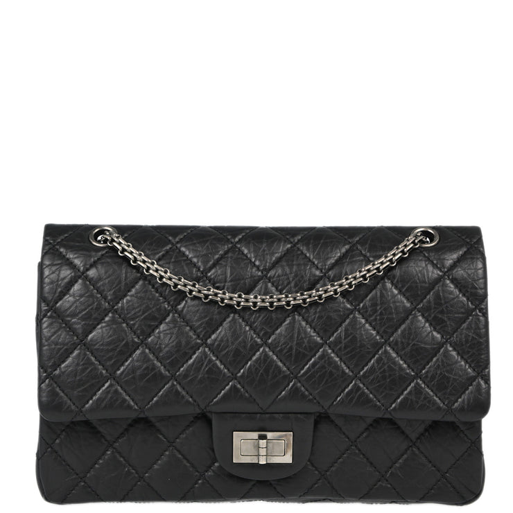 Chanel Black Calfskin 2.55 Classic Double Flap Shoulder Bag