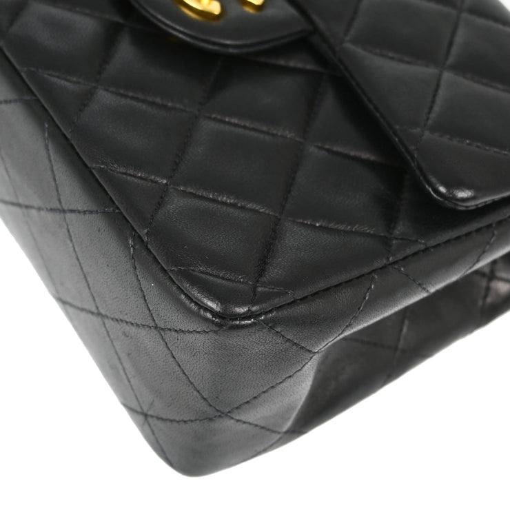 Chanel Black Lambskin Mini Classic Square Flap Shoulder Bag 17