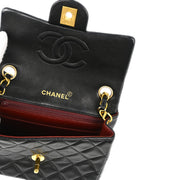 Chanel Black Lambskin Mini Classic Square Flap Shoulder Bag 17