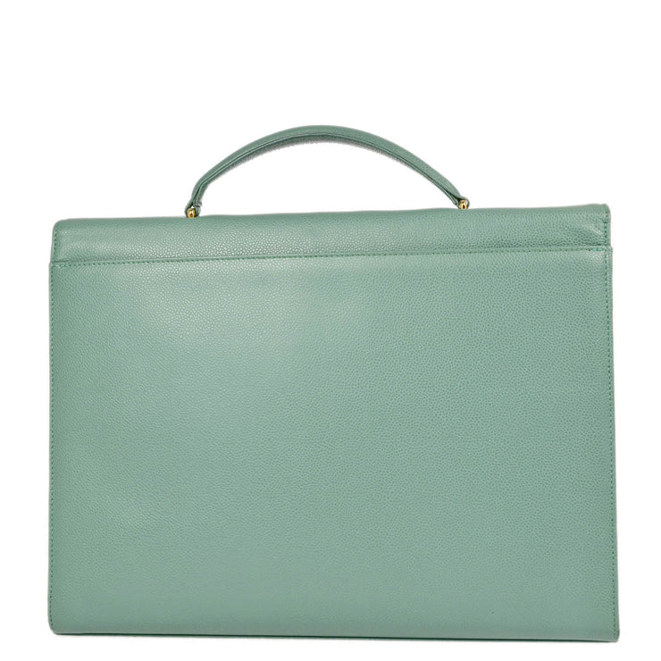 Chanel Green Caviar Briefcase Business Handbag