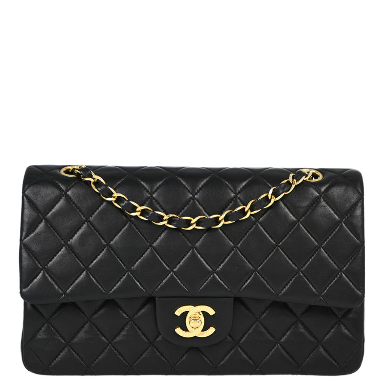 Chanel Black Lambskin Medium Classic Double Flap Shoulder Bag