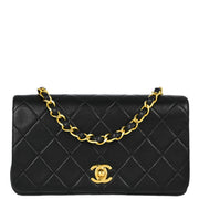 Chanel Black Lambskin Turnlock Mini Full Flap Shoulder Bag