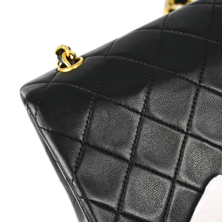 Chanel Black Lambskin Turnlock Mini Full Flap Shoulder Bag