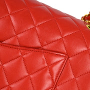 Chanel Red Lambskin Medium Classic Double Flap Shoulder Bag