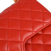 Chanel Red Lambskin Medium Classic Double Flap Shoulder Bag