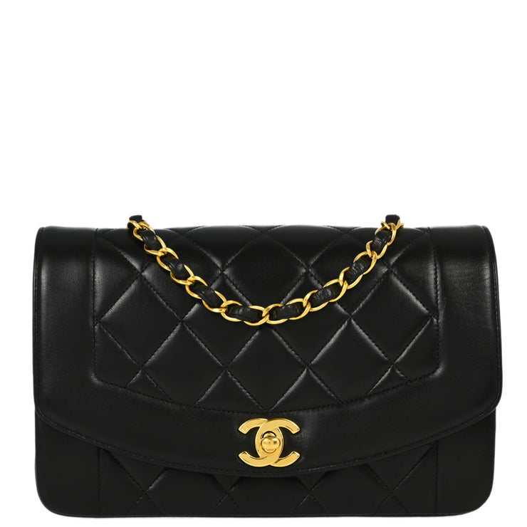 Chanel Black Lambskin Small Diana Shoulder Bag