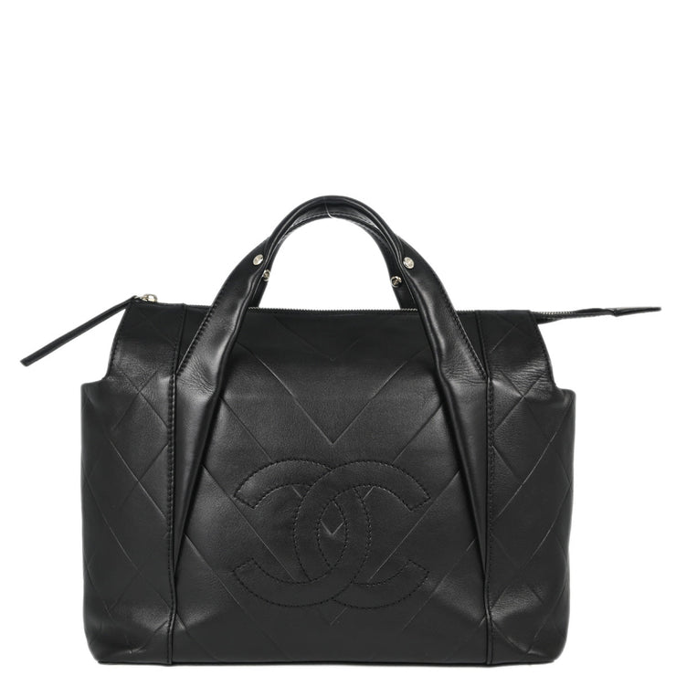 Chanel Black Lambskin Chevron Handbag