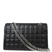 Chanel Black Lambskin Choco Bar Straight Flap Shoulder Bag