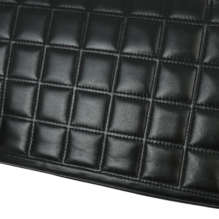 Chanel Black Lambskin Choco Bar Straight Flap Shoulder Bag