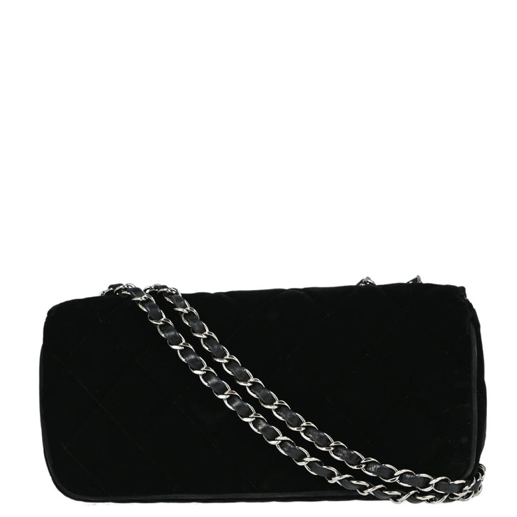 Chanel Black Velvet East West Shoulder Bag