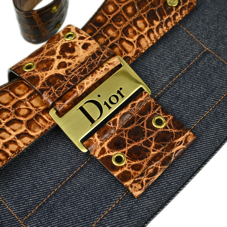 Christian Dior * 2002 Blue Brown Denim Columbus Shoulder Bag