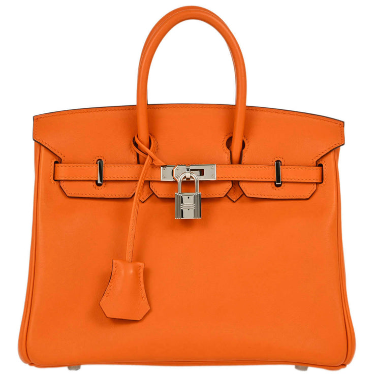 Hermes Orange Swift Birkin 25 Handbag