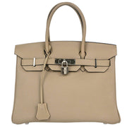 Hermes Tourterelle Gray Togo Birkin 30 Handbag