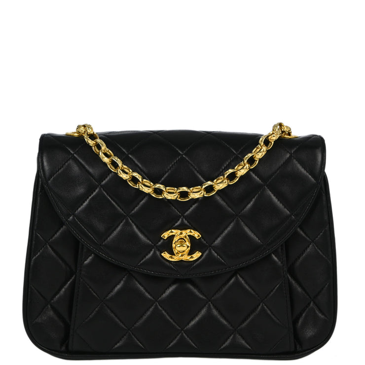 Chanel Black Lambskin Single Flap Shoulder Bag