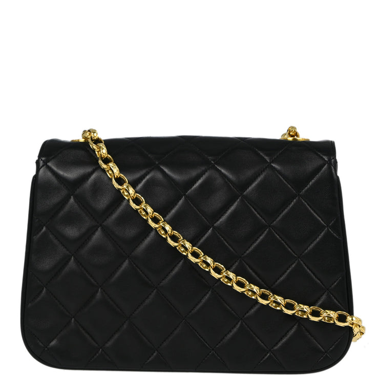 Chanel Black Lambskin Single Flap Shoulder Bag