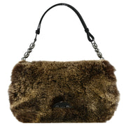 Christian Dior Brown Black Fur Malice Handbag