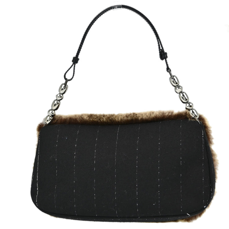 Christian Dior Brown Black Fur Malice Handbag