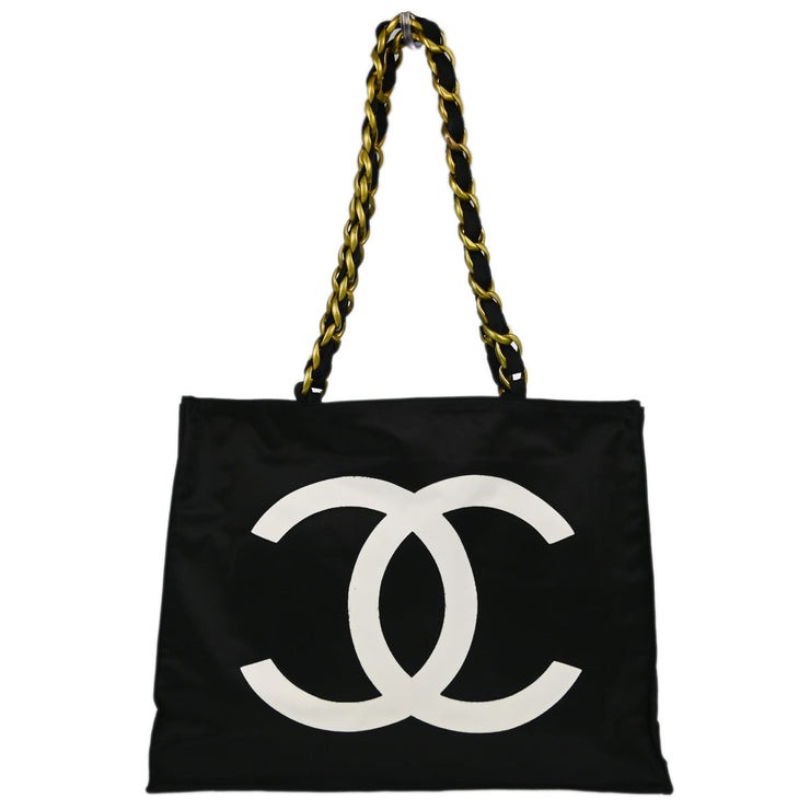 Chanel Black Nylon Shoulder Tote Bag