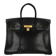 Hermes Black Box Calf Birkin 35 Handbag