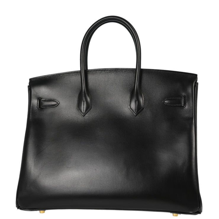 Hermes Black Box Calf Birkin 35 Handbag