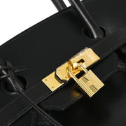 Hermes Black Box Calf Birkin 35 Handbag