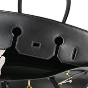 Hermes Black Box Calf Birkin 35 Handbag